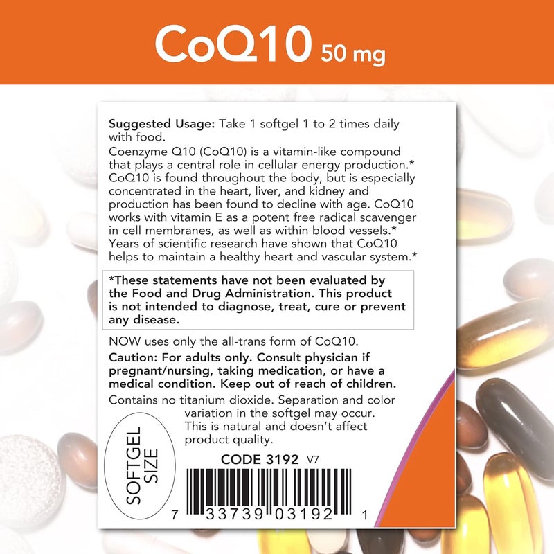 NOW CoQ10 50mg Softgels - 50 Count - Image 3