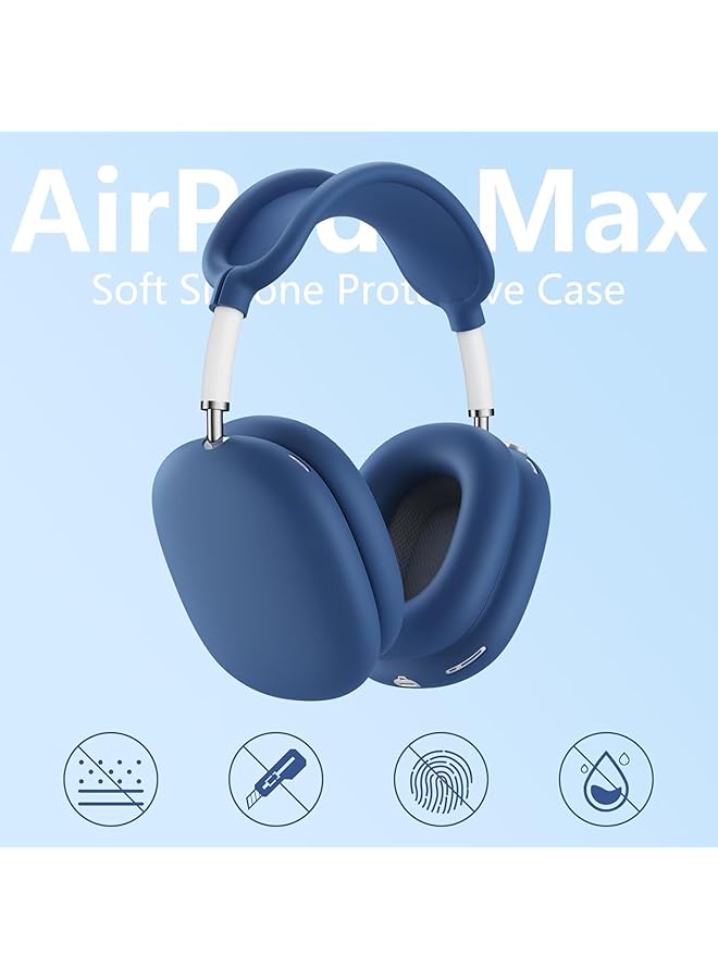 erorex For Airpods Max Case 2020 2024 Anti Scratch Ear Pad Case Cover Ear Cups Cover Headband Cover Soft Silicone Protector For Airpods Max Headphones Blue - Image 2