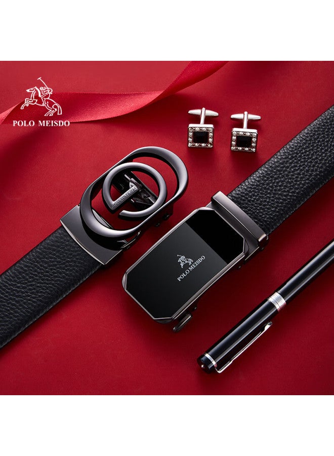 Polomeisdo Paul Meisite Men's Leather Belt With Automatic Buckle, Double Buckle Head, Gift Box, Qixi Valentine's Day Gift For Boyfriend Or Husband - Image 2