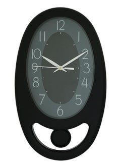 CRAFT SMITH Decorative Oval Plastic Analog Black Dial Home/Office Decor Full Figure Pendulum Wall Clock (Size: 24 x 5.5 x 40 CM | Weight: 705 grm | Colour: Black)