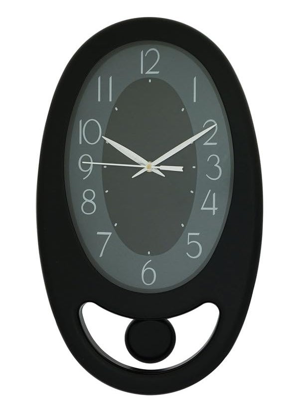 Craft Smith - CRAFT SMITH Decorative Oval Plastic Analog Black Dial Home/Office Decor Full Figure Pendulum Wall Clock (Size: 24 x 5.5 x 40 CM | Weight: 705 grm | Colour: Black) - Image 1