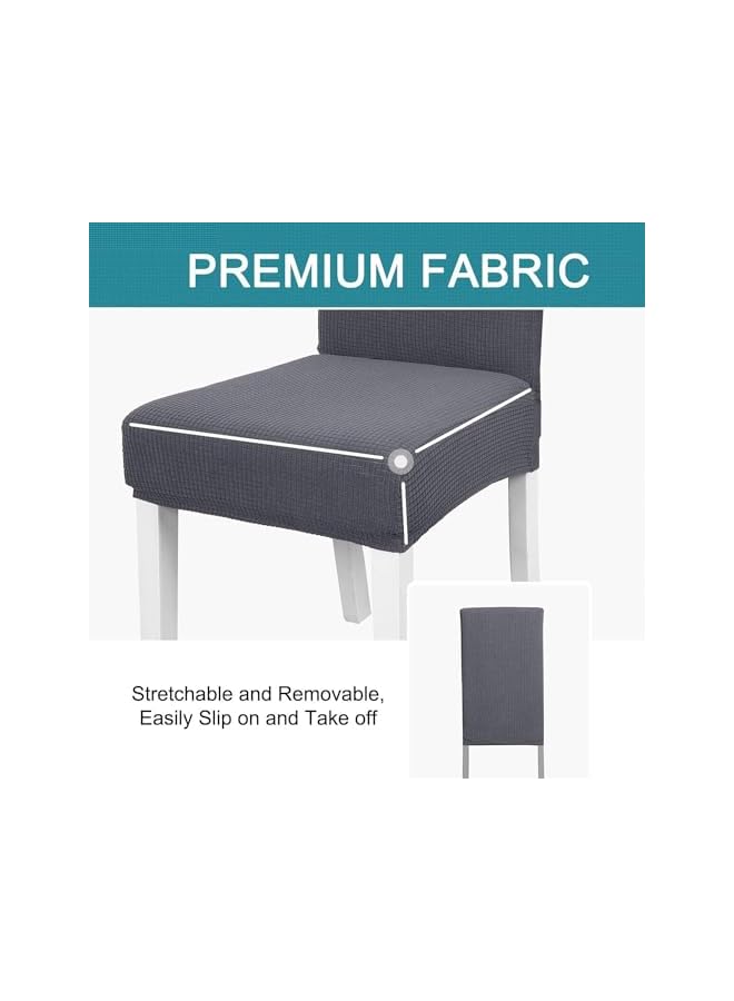 The Bros Waterproof Dining Chair Covers Set of 4, Stretch High Back Chair Slipcovers for Dining Room, Washable Removable Chair Protector for Banquet, Kitchen, Party, Hotel (Grey-6Pcs) - Image 4