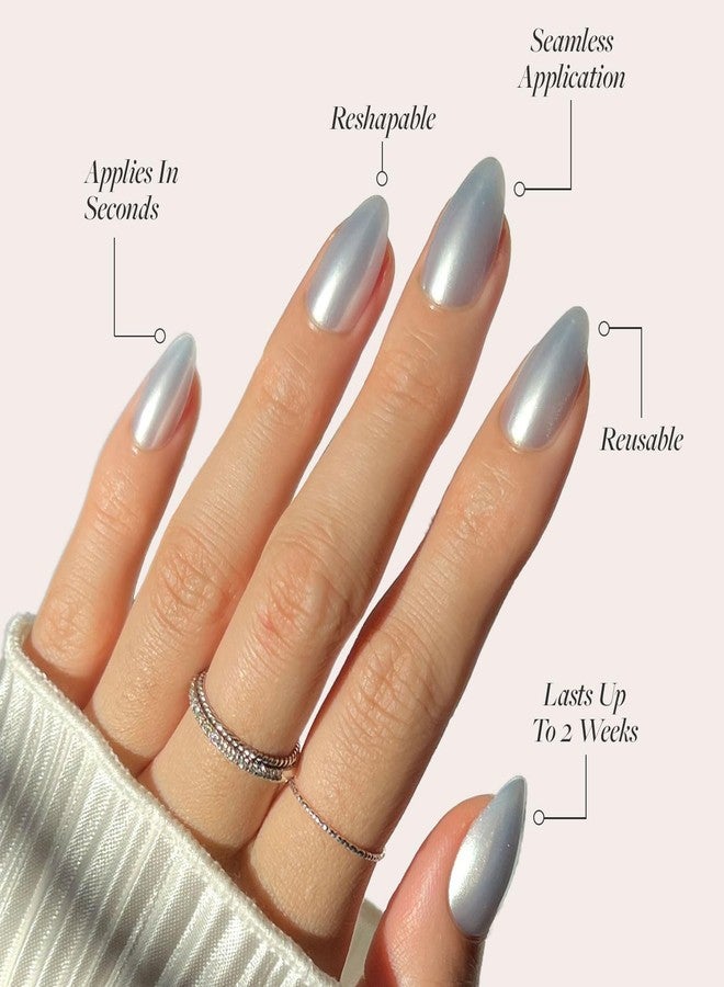 Glamnetic Press On Nails - Something Blue | Short Almond Fake Nails, Baby Blue with a Glossy Glazed Finish, Salon Quality | 15 Sizes - 30 Nail Kit with Glue - Image 3