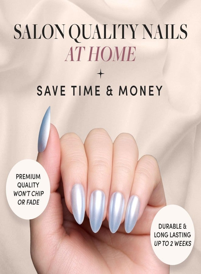 Glamnetic Press On Nails - Something Blue | Short Almond Fake Nails, Baby Blue with a Glossy Glazed Finish, Salon Quality | 15 Sizes - 30 Nail Kit with Glue - Image 2
