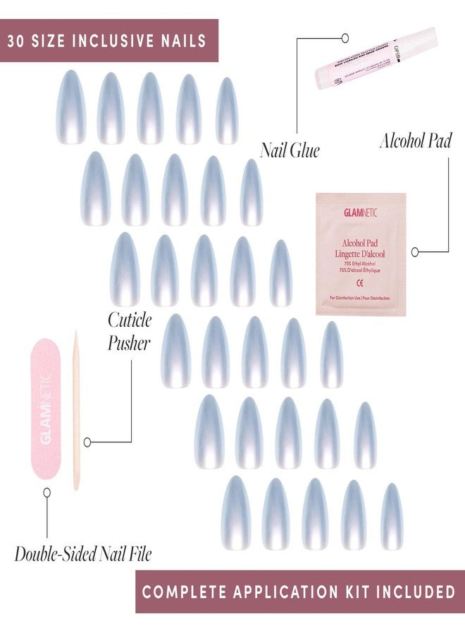 Glamnetic Press On Nails - Something Blue | Short Almond Fake Nails, Baby Blue with a Glossy Glazed Finish, Salon Quality | 15 Sizes - 30 Nail Kit with Glue - Image 4