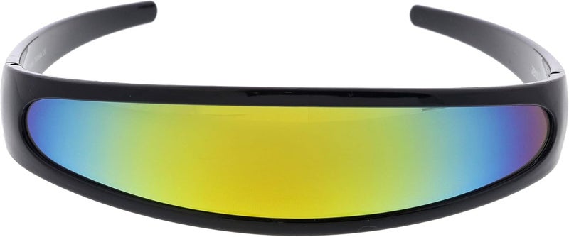 zeroUV Store - Futuristic Narrow Cyclops Color Mirrored Lens Visor Sunglasses - Image 1