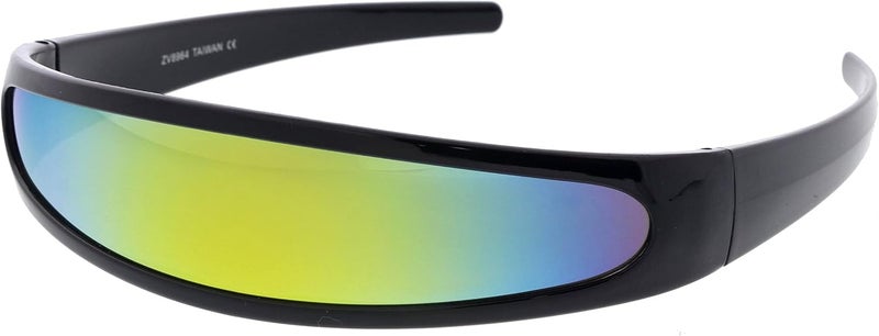 zeroUV Store - Futuristic Narrow Cyclops Color Mirrored Lens Visor Sunglasses - Image 2