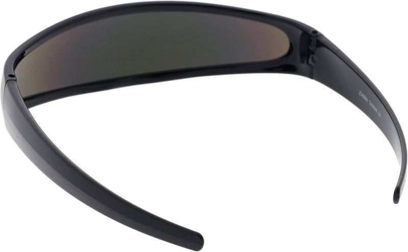 zeroUV Store - Futuristic Narrow Cyclops Color Mirrored Lens Visor Sunglasses - Image 4