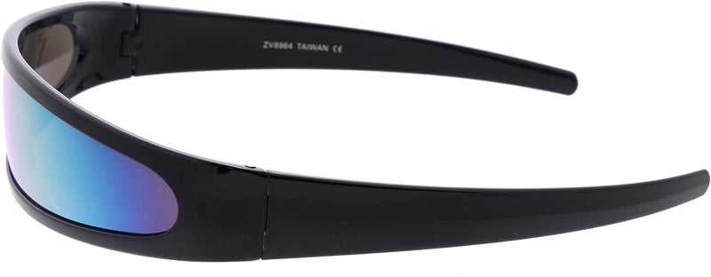 zeroUV Store - Futuristic Narrow Cyclops Color Mirrored Lens Visor Sunglasses - Image 3