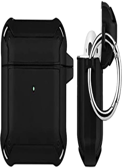 Airpods 3rd Generation Rugged Armor Silicone Anti Shock Shockproof Case Cover Front Led Visible For Airpods 3 - Black