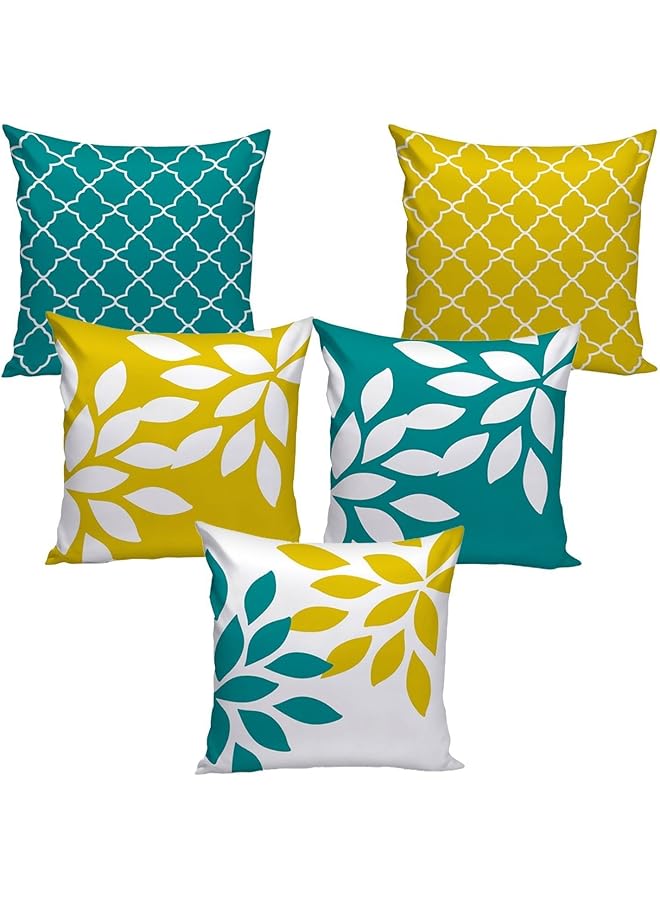 The Bros Set of 5 Multi Colored Decorative Hand Made Cotton Cushion Covers 16" x 16" (40cm x 40cm) - Image 1