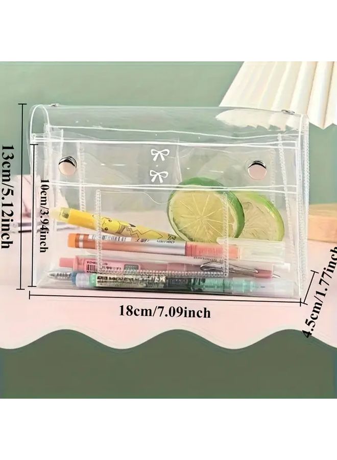 2pcs Transparent PVC Pencil Case Four Layer Toiletries Bag Stationery Storage For School Office - Image 2