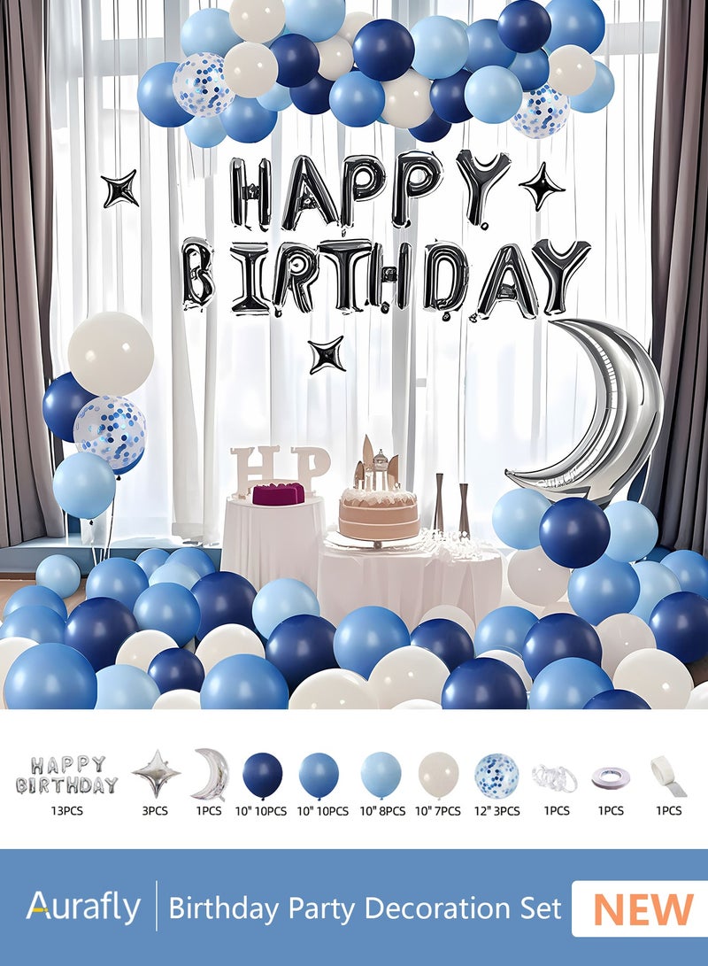Aurafly Birthday Party Decoration Balloon Set，Includes Happy Birthday Balloon Banner, Foil Balloons, Sequin Balloons, Traceless Glue and Ribbon，Birthday Party Decorations and Supplies - Image 1