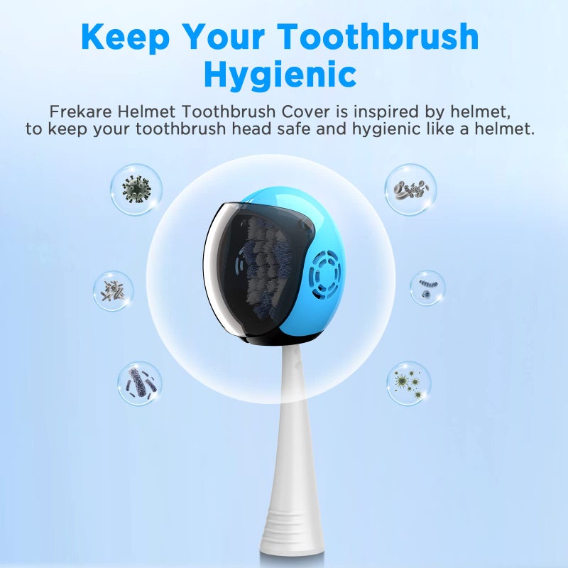 Frekare Helmet Toothbrush Covers Caps, Fits Most Manual and Electric Tooth Brushes, 4 Count (White, Black, Blue, Red) - Image 4