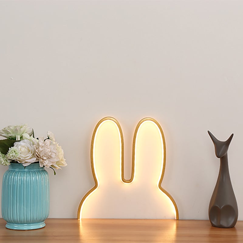 Ins Girl Style Nordic Children'S Room Light Creative Led Rabbit Light Usb Plug Grid Red Wall Bedside Light - Image 5