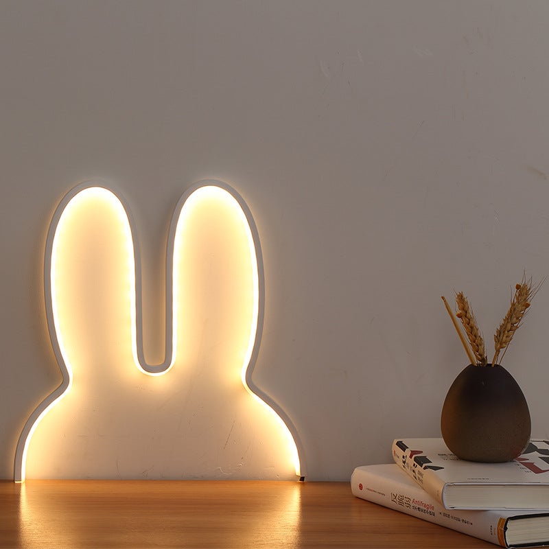 Ins Girl Style Nordic Children'S Room Light Creative Led Rabbit Light Usb Plug Grid Red Wall Bedside Light - Image 3
