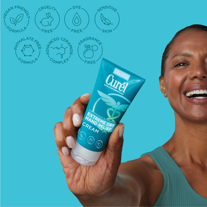 Curel Extreme Dry Hand Relief, Dermatologist Recommended, Long-Lasting Cream For Dry Hands, Paraben Free, Fragrance-Free Hand Lotion, 3 Oz - Image 3