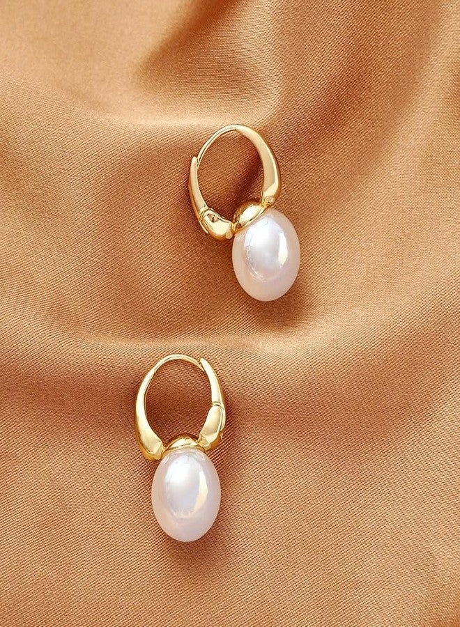VIEN American Retro Lady's Temperament Earrings Pearl Earrings Suitable for Women Stainless Steel Stud Earring - Image 4
