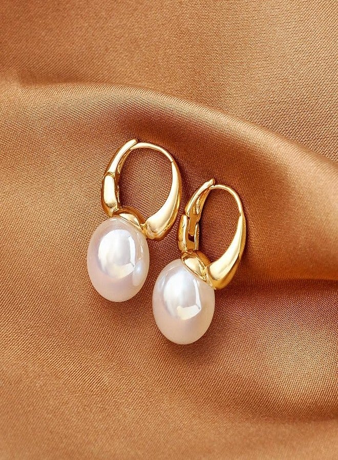 VIEN American Retro Lady's Temperament Earrings Pearl Earrings Suitable for Women Stainless Steel Stud Earring - Image 5