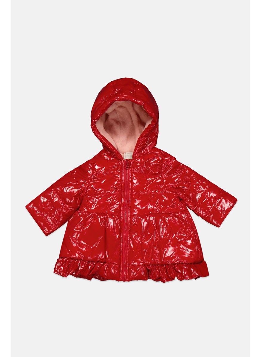 First Impressions Toddlers Girl Glossy Puffer Jacket, Red  - Image 1