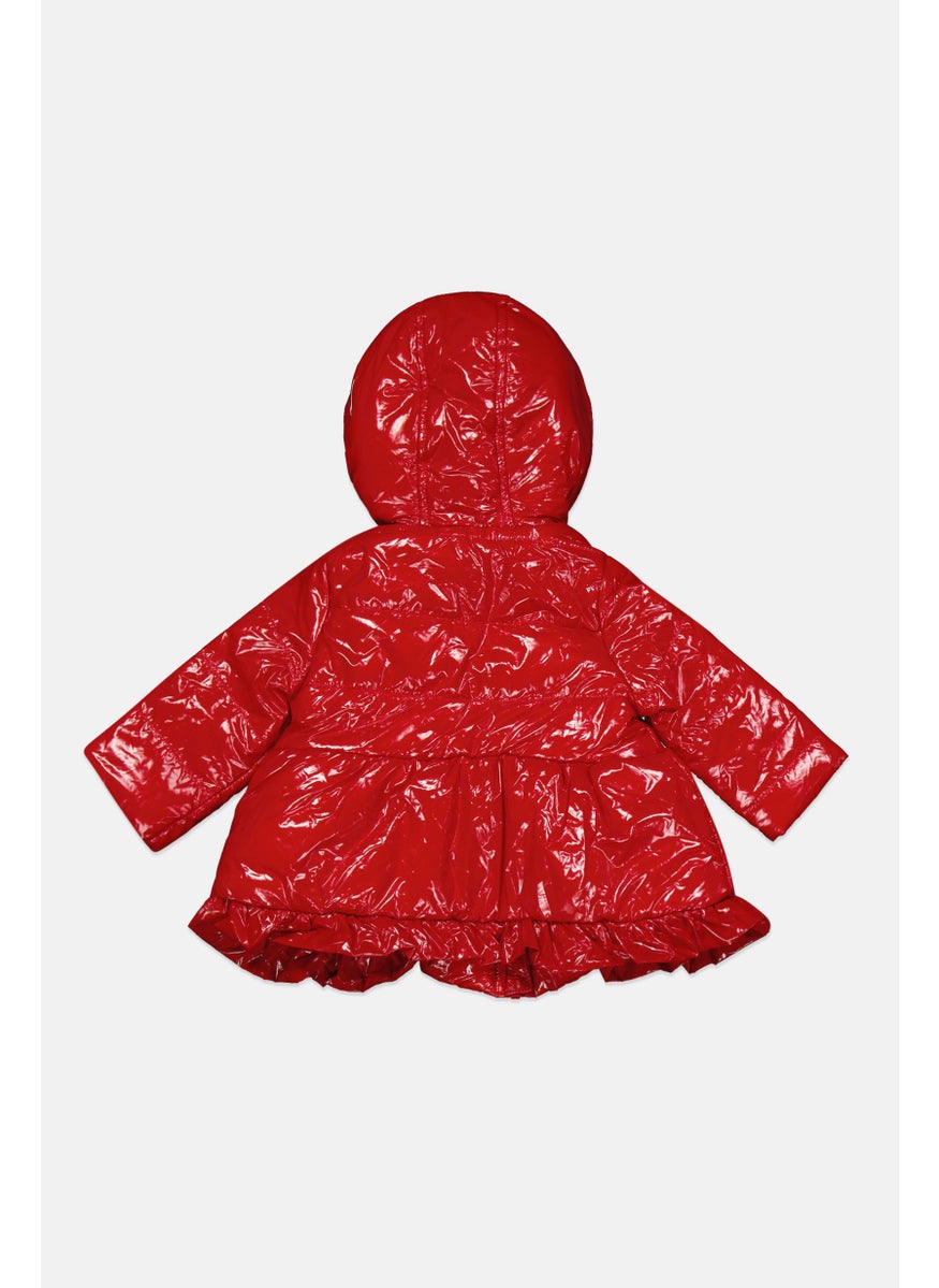 First Impressions Toddlers Girl Glossy Puffer Jacket, Red  - Image 2