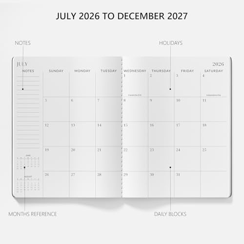 Jotsome Monthly Planner 2026-2027, Jotsome 18 Months Calendar Planner from July 2026 to December 2027, 8.5"x11", Stitched Binding, Soft Cover, Large Monthly Personal Planner for School Plan, Study and Schedule, Black - Image 2