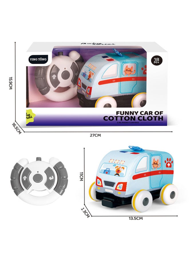 2.4G Remote Control Two-way Plush Elephant Tiger Fabric Car Animal Cloth Car Educational Boy Toy-Color:Remote Control Plush Ambulance  - Image 5