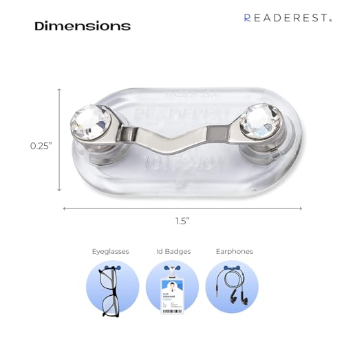 Readerest Magnetic Eyeglass Holder (2 Pack), Eyewear Shirt Clip for Men & Women, Glasses Holders for Readers, Sunglasses & Work Badges, USA Made (Stainless Steel + Crystals) - Image 3