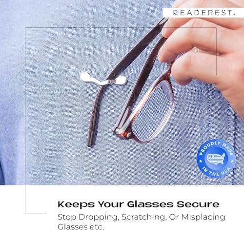 Readerest Magnetic Eyeglass Holder (2 Pack), Eyewear Shirt Clip for Men & Women, Glasses Holders for Readers, Sunglasses & Work Badges, USA Made (Stainless Steel + Crystals) - Image 2