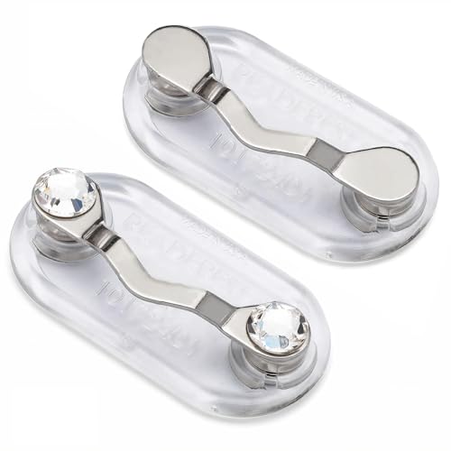 Readerest Magnetic Eyeglass Holder (2 Pack), Eyewear Shirt Clip for Men & Women, Glasses Holders for Readers, Sunglasses & Work Badges, USA Made (Stainless Steel + Crystals) - Image 1