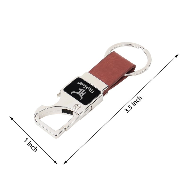 Highlark ® Luxury Metal & Leather Keychain |Modern Carabiner Hook |Premium Key Ring for Car, Bike, Office and Home Keys | Stylish Key Holder | Bottel opener keychain - Image 5