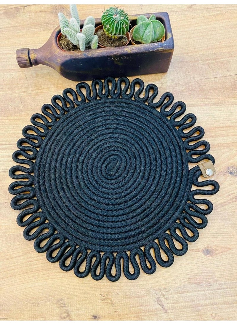 BDZ Deri BDZ Leather Wicker Jute Presentation Plate Mat American Service  - Image 1