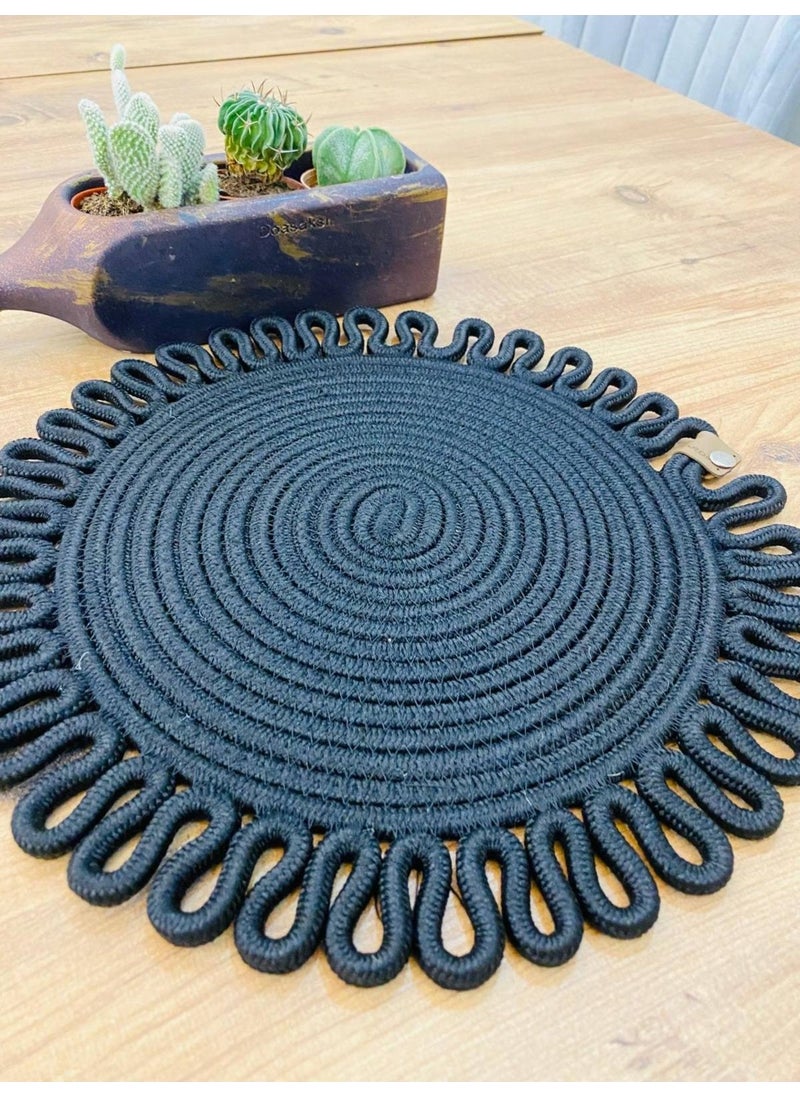 BDZ Deri BDZ Leather Wicker Jute Presentation Plate Mat American Service  - Image 2