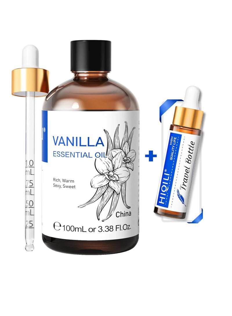 HIQILI HIQILI 100ML Vanilla Essential Oil, Strong Fragrance for Body Lotion, Candle Making, Soap, Aromatherapy-3.38 Fl Oz  - Image 1