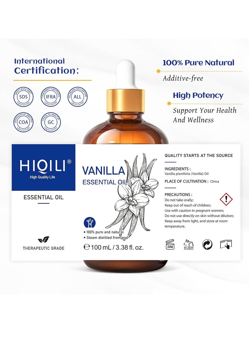 HIQILI HIQILI 100ML Vanilla Essential Oil, Strong Fragrance for Body Lotion, Candle Making, Soap, Aromatherapy-3.38 Fl Oz  - Image 3
