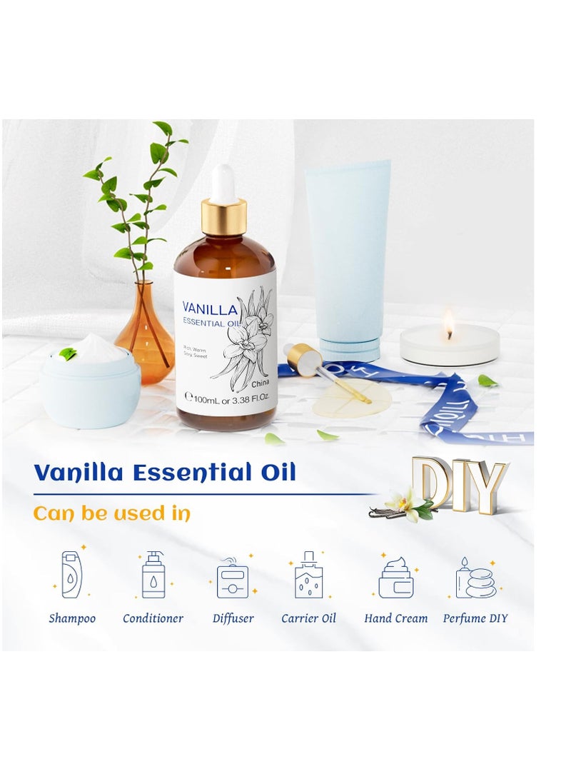 HIQILI HIQILI 100ML Vanilla Essential Oil, Strong Fragrance for Body Lotion, Candle Making, Soap, Aromatherapy-3.38 Fl Oz  - Image 5