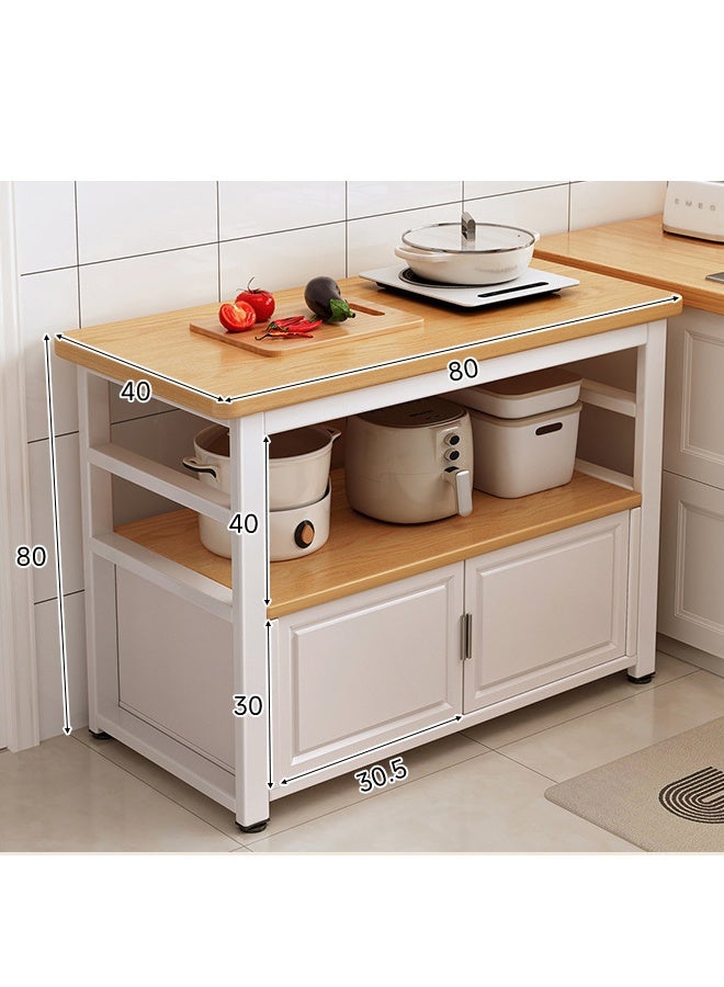 NKX Kitchen Rack Multifunctional Vegetable Basket Vegetable Cutting Table Microwave Pot Organiser Sideboard 80*40*80cm - Image 2