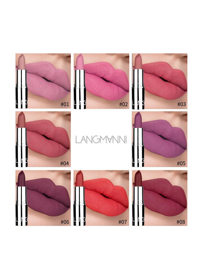 LANGMANNI 8 Shades of Silver Matte Lipstick - No Cup Stain Lip Color(#05)  - Image 2