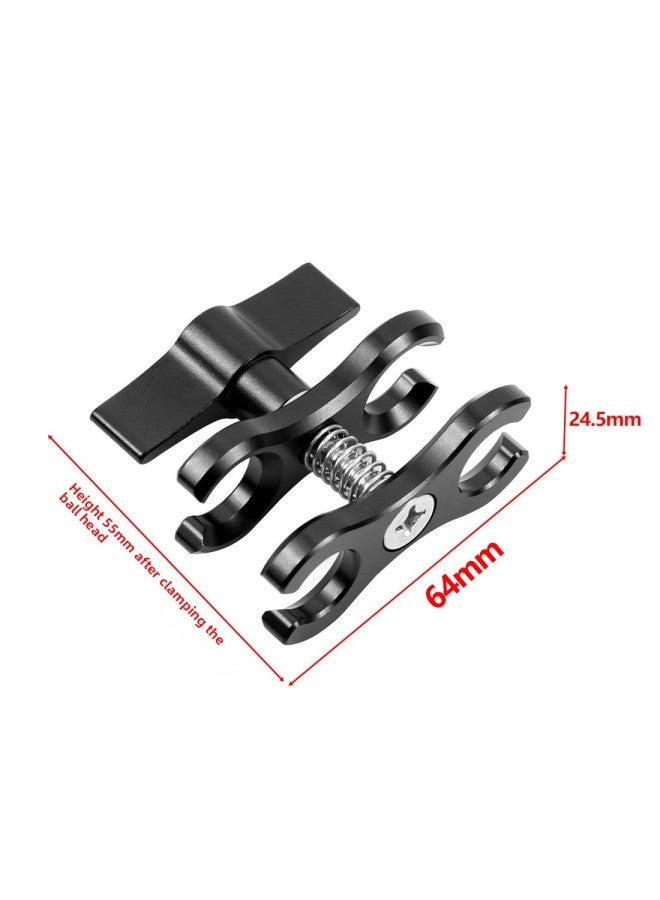 Feichao Diving Photography Butterfly Clip Suitable For GoPro13 Two-hole One-inch Ball Joint Connector Light Arm Clip-Color:Two-hole Opening Butterfly Clip-black-cnc  - Image 1