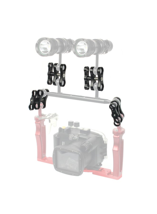 Feichao Diving Photography Butterfly Clip Suitable For GoPro13 Two-hole One-inch Ball Joint Connector Light Arm Clip-Color:Two-hole Opening Butterfly Clip-black-cnc  - Image 3