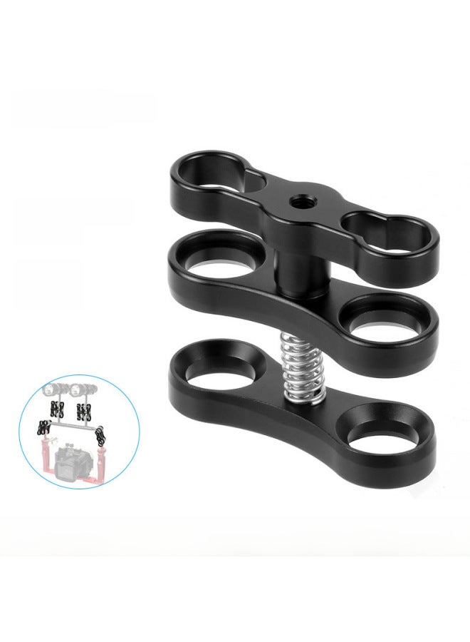 Feichao Diving Photography Butterfly Clip Suitable For GoPro13 Two-hole One-inch Ball Joint Connector Light Arm Clip-Color:Two-hole Opening Butterfly Clip-black-cnc  - Image 2