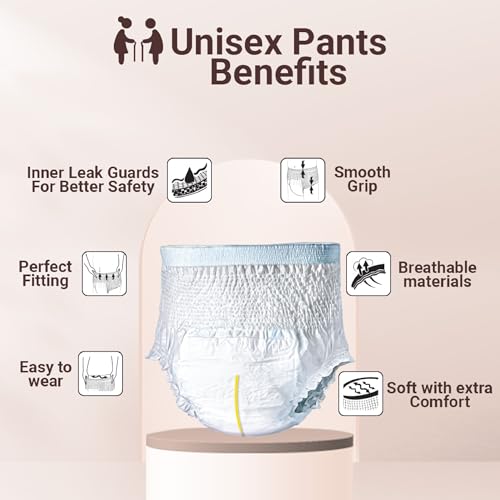 Lyfcare Classic Adult Diapers Extra large Size (XL) - 10 Units | Unisex Diapers Pants Style | Waist (90-125 cm) | Wetness Indicator, Super Absorption, 360° Protection & 0% Leakage | For Men & Women - Image 3