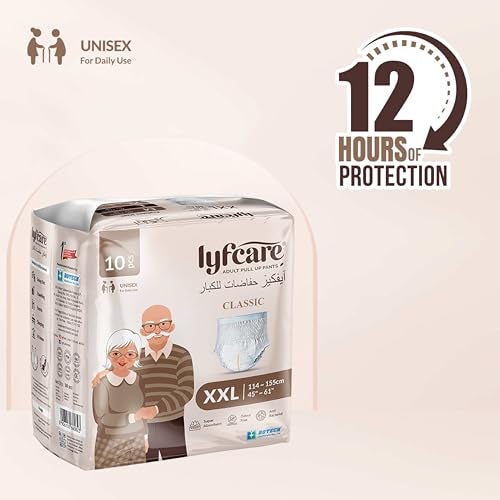 Lyfcare Classic Adult Diapers Extra large Size (XL) - 10 Units | Unisex Diapers Pants Style | Waist (90-125 cm) | Wetness Indicator, Super Absorption, 360° Protection & 0% Leakage | For Men & Women - Image 2