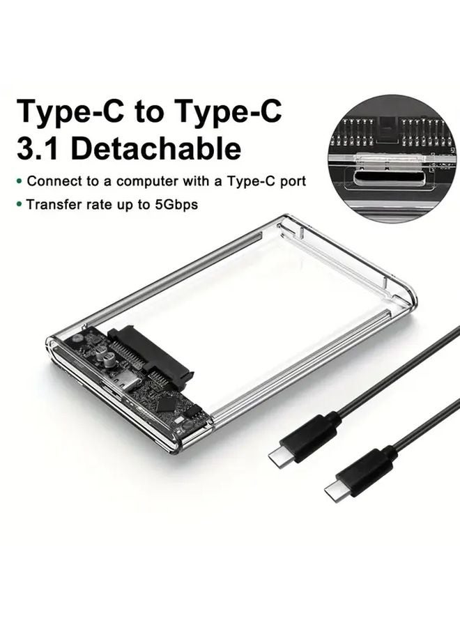 4TB External Hard Drive Enclosure Type C To Type C Tool Free Transparent Case For 2 5 Inch SSD HDD - Image 1