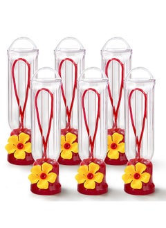 Hummingbird Feeder, 6PCS Mini Hummingbird Feeders with Hanging Wires & 3 Cleaning Brush, Transparent Outdoor Humming Bird Feeder Set for Patio, Outside, Lawn, Backyard, Garden (2.2oz)