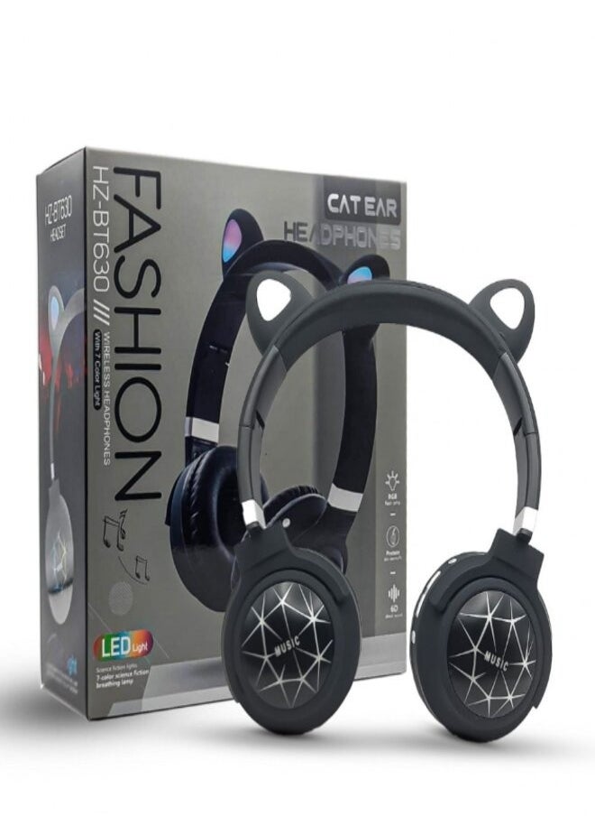 Generic - HZ-BT630 Wireless Bluetooth Headset - Microphone - FM Radio - Card Slots - Folding Compatible for Mobile and Computer/Black - Image 1