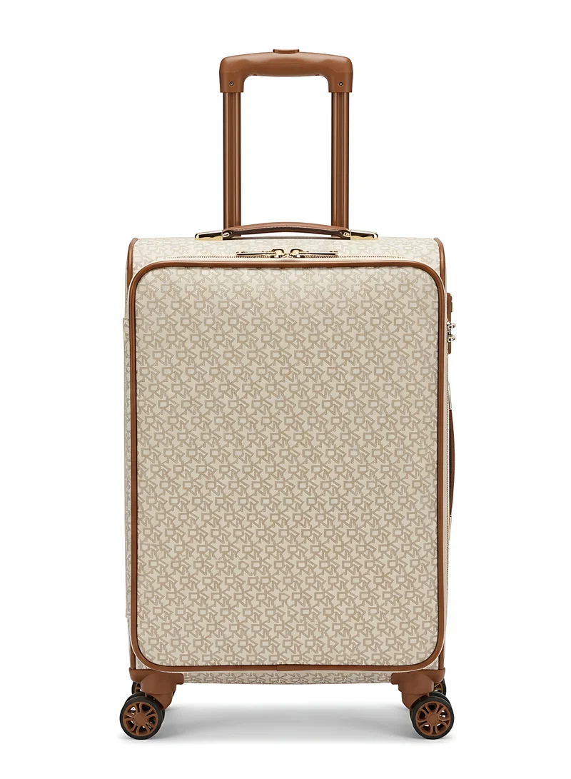 DKNY DKNY Signature Stripe Softside Luggage on Wheels for Unisex | Ultra Lightweight with 4 Spinner Wheels | Color  Cream.