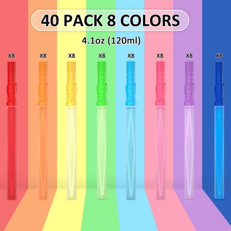 Inscraft 40 Pack 14â€™â€™ Big Bubble Wands, 8 Colors Bubbles Bulk for Summer Toy, Outdoor / Indoor Activity Use, Easter, Birthday, Graduation, Shower, Bubbles Party Favors Supplies for Kids Toddlers - Image 2