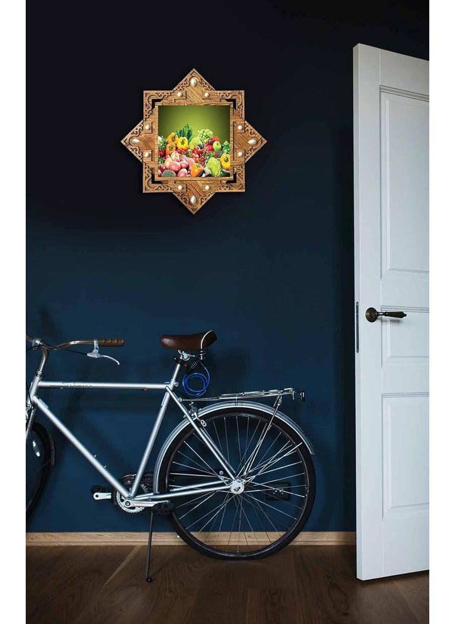 PNF - pnf Poster And Frames Fruits & Vegetables Photo Hand Crafted Star Shaped Wooden Photo Frame | Living, Bedroom | Home Decoration | Best Gifting Option -25373 - Image 1