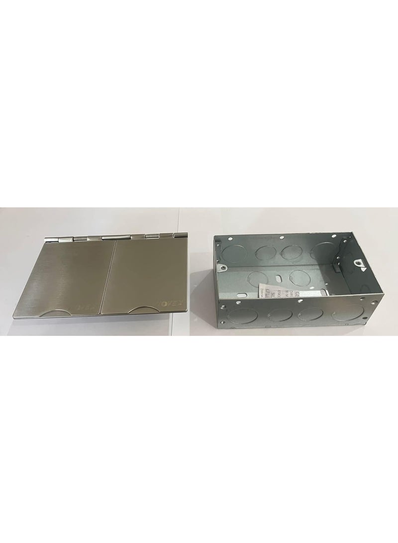 NOVEX 13A Flat Floor Socket Plate (TWIN, SATIN CHROME) - Image 3